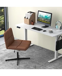 Upholstered Cross-Legged Office Chair with Oversized U-Shaped Seat Comfortable and Stylish Desk