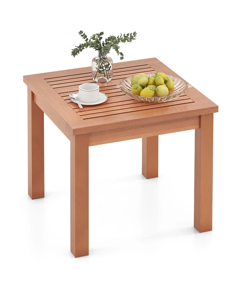 Square Outdoor Adirondack Side Table with Slatted Top for Patio or Garden Use
