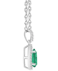Lab-Created Emerald (3/4 ct. t.w.) & White Sapphire (1/6 Pear Halo 18" Pendant Necklace 10k Gold