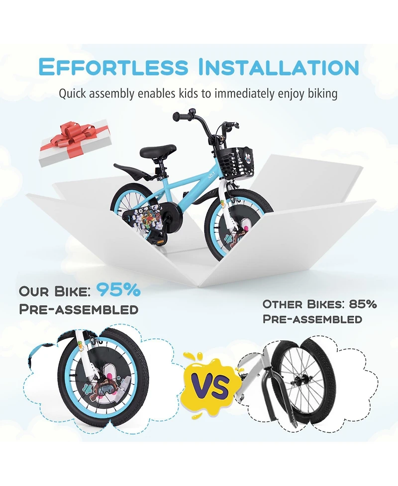Kids Bike with Adjustable Handlebar and Saddle Perfect Bicycle for Children Aged 4-8 Years Old