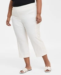 Jm Collection Plus Side Lace Trim Capri Pants, Exclusively at Macy's