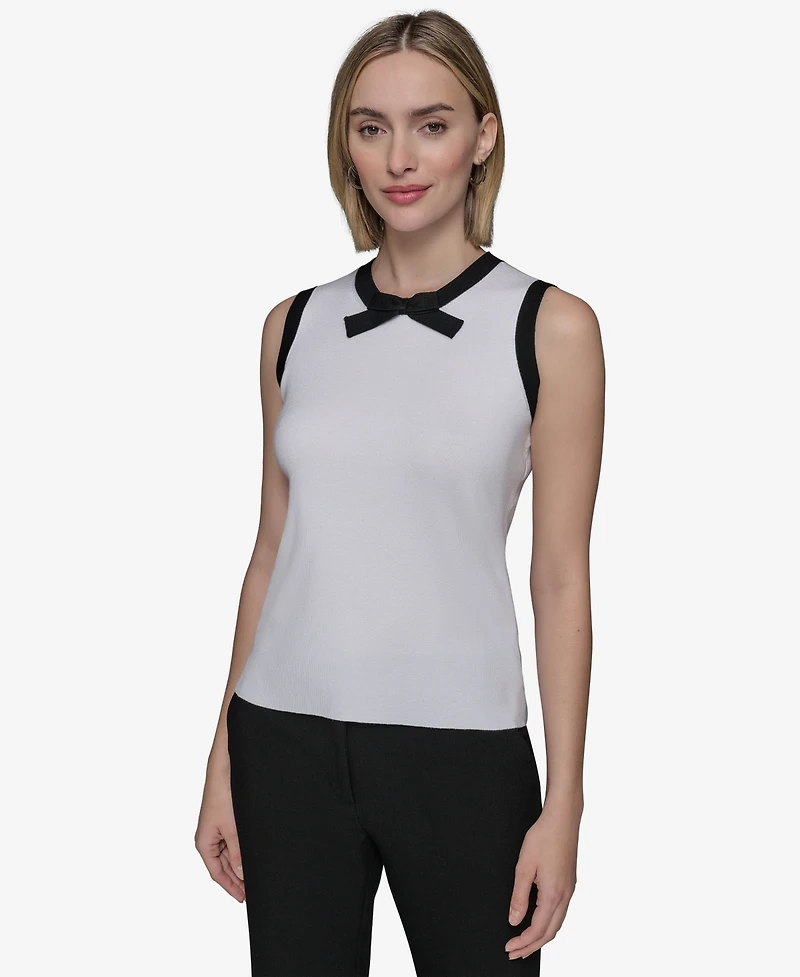 Karl Lagerfeld Paris Women's Bow-Tie Sleeveless Sweater