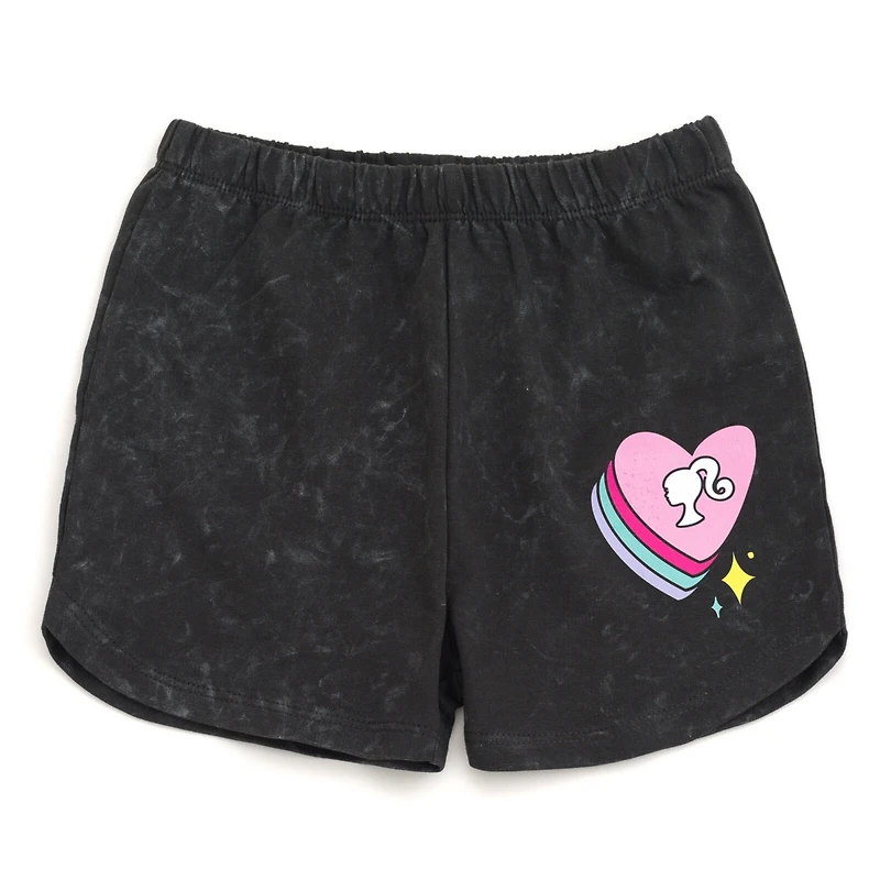 Barbie Little Girls French Terry T-Shirt and Shorts Outfit Set
