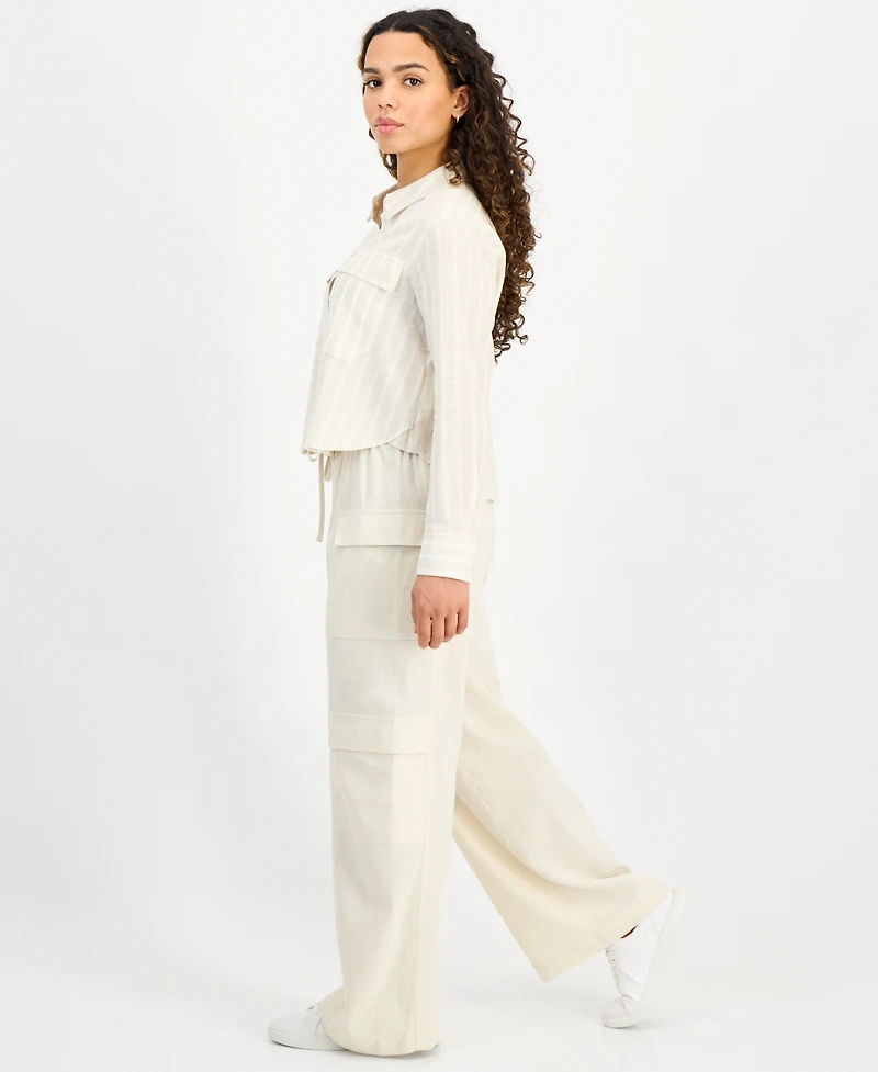 Dkny Jeans Petite High Rise Drawstring-Waist Cargo Pants