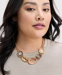 I.n.c. International Concepts Gold-Tone Mixed Stone Double Chain Statement Necklace, 16" + 3" extender, Exclusively at Macy's
