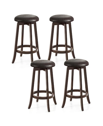 29" Counter Height Stools Set of 4 with 360° Swivel Round Seat & Footrest