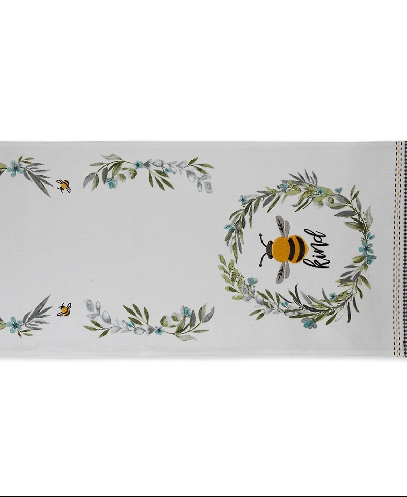 Design Imports Bee Kind Reversible Embellished Table Runner, 14" x 108"