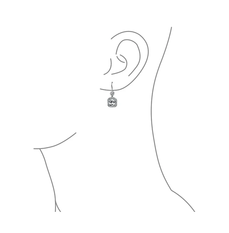 Bling Jewelry Square Radiant Cut Solitaire Cz Bezel Drop Earrings Sterling Silver