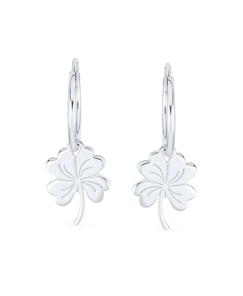 Bling Jewelry Luck of the Irish Shamrock Mini Hoop Huggie Earrings in Sterling Silver