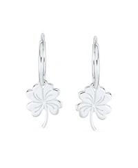 Bling Jewelry Luck of the Irish Shamrock Mini Hoop Huggie Earrings in Sterling Silver