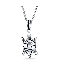 Bling Jewelry Nautical Sea Tortoise Pendant Necklace in Oxidized Sterling Silver