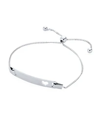 Bling Jewelry Delicate Petite Heart Id Bracelet Sterling Silver 5-6 Inch Small Wrists