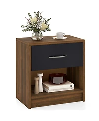 Nightstand with Drawer and Open Shelf for Bedside Storage Bedroom or Guest Room
