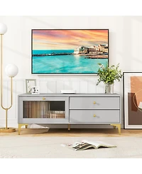 Tv Stand with Storage Compartment and Drawers Modern Entertainment Center for Living Room