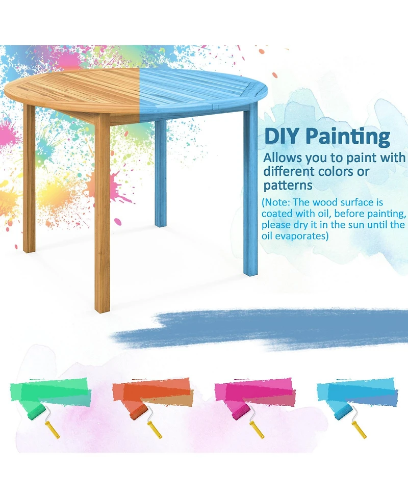 4-Person Large Round Outdoor Dining Table