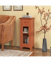 Bathroom Floor Cabinet with Single Glass Door Drawer & Adjustable Shelf