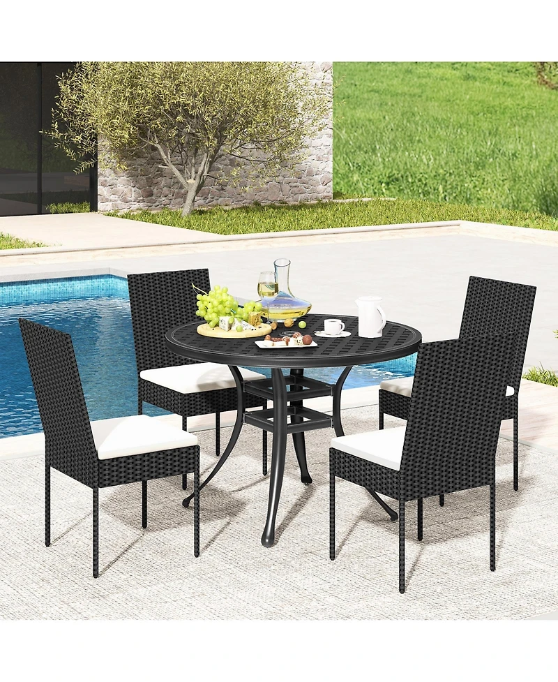 Pe Wicker Patio Chairs Set of 4 with Cushions for Porch Deck Garden and Backyard
