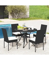 Pe Wicker Patio Chairs Set of 4 with Cushions for Porch Deck Garden and Backyard
