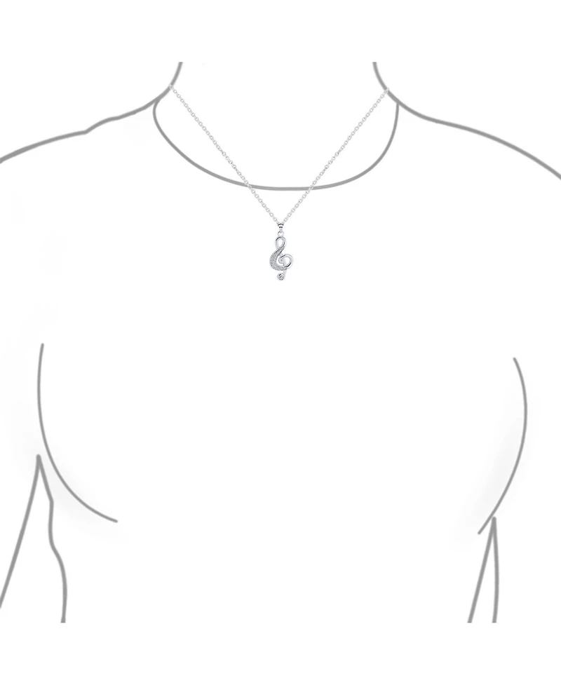 Bling Jewelry Music Teacher Student Treble Clef Pendant Necklace with Cz Musical Note