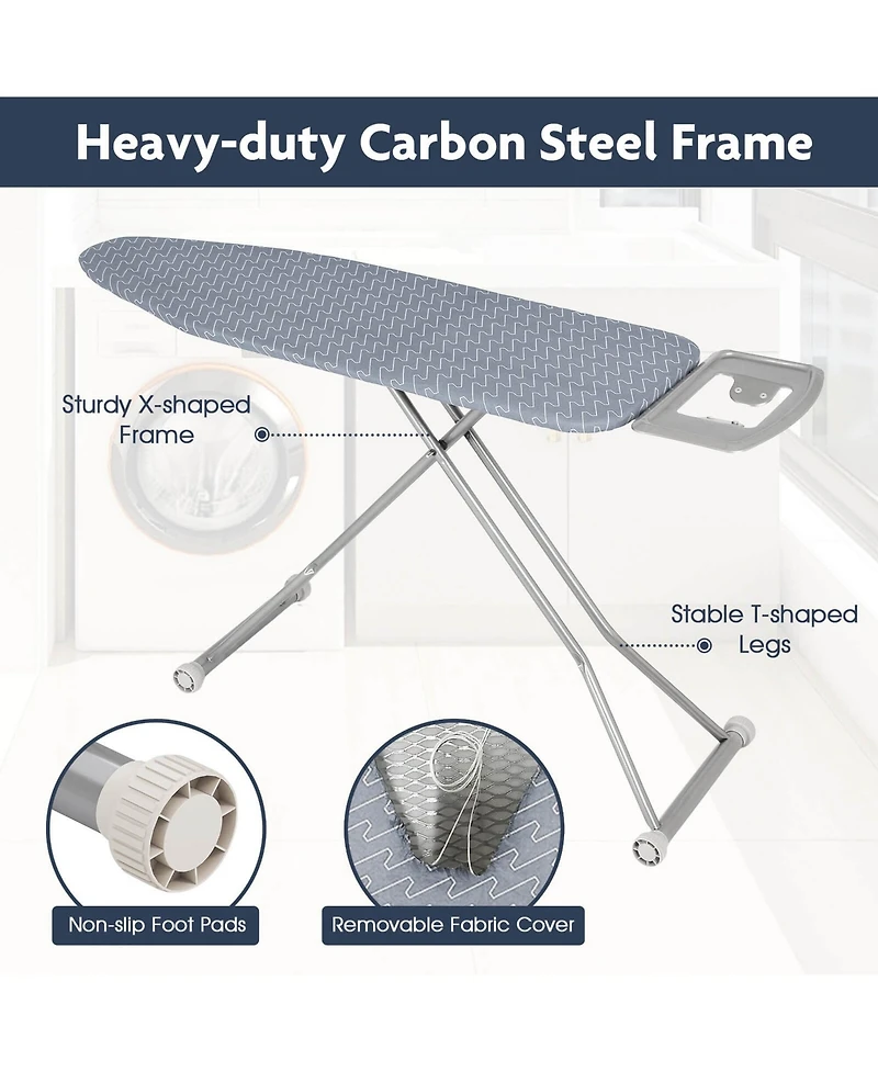47" x 15" Iron Board with Removable Silver-coated Cover & Heavy-duty Steel Frame