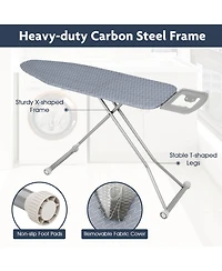 47" x 15" Iron Board with Removable Silver-coated Cover & Heavy-duty Steel Frame