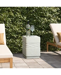 LuxenHome Outdoor Side Table for Patio, 18 Inch Off White with Speckled Gray Square Cement Side Table, Small End Table for Garden, Outdoor Coffee Tabl