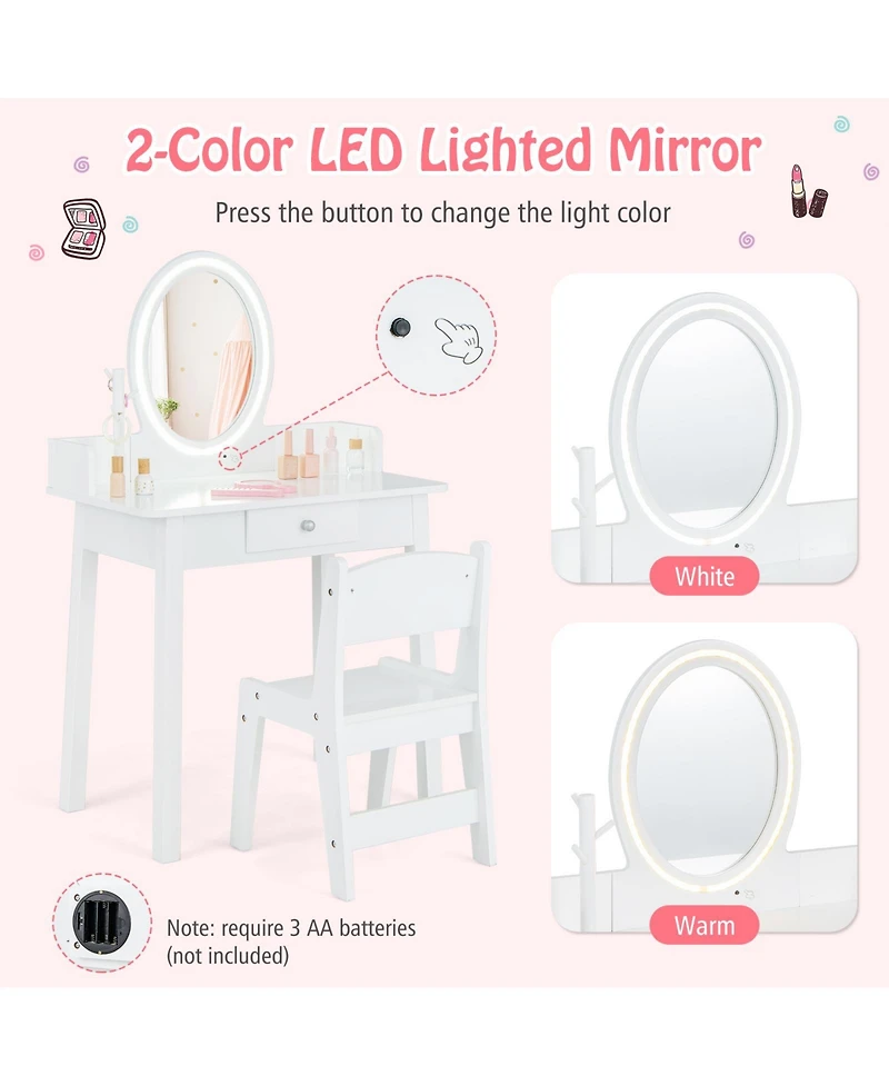 Kids Vanity Set with Lighted Mirror Fun and Stylish Dressing Table for Toddlers