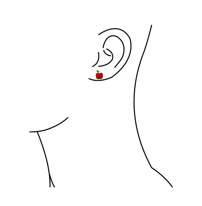 Bling Jewelry Small Teachers Pet Red Enamel Food Fruit Apple Stud Earrings .925 Sterling Silver