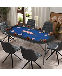 8-Player Texas Hold'em Foldable Poker Table Space-Saving Design with Cup Holders for Game Nights