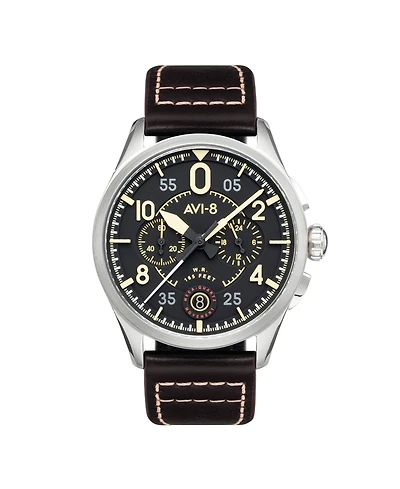 Avi-8 Men's Spitfire Lock Chronograph Leather Strap Watch