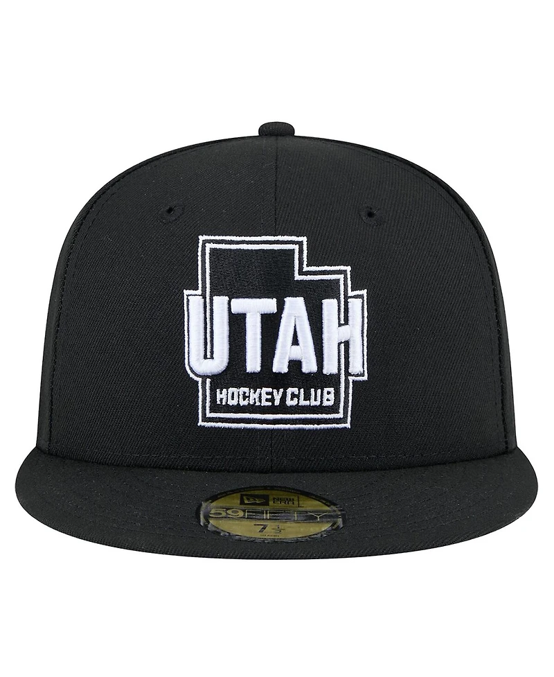 New Era Men's Black Utah Hockey Club State Shape 1st Season 59FIFTY Fitted Hat