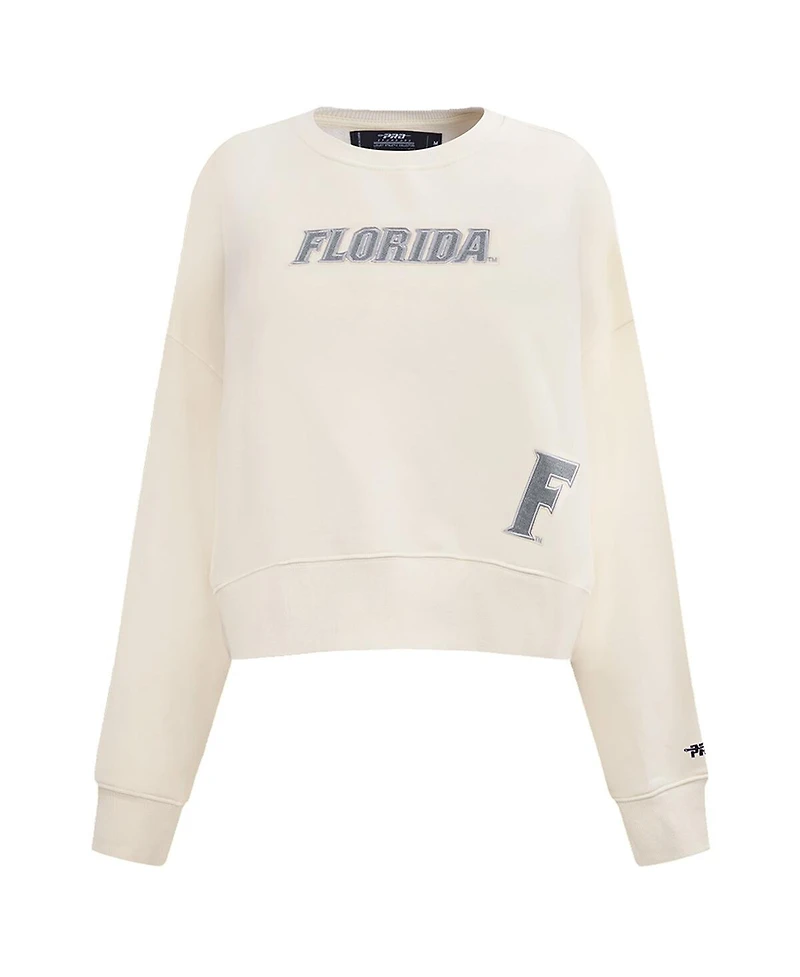 Pro Standard Women's Cream Florida Gators French Terry Boxy Cropped Pullover Crewneck Sweatshirt