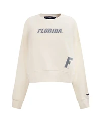 Pro Standard Women's Cream Florida Gators French Terry Boxy Cropped Pullover Crewneck Sweatshirt