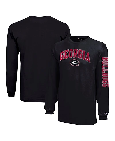 Champion Big Boys and Girls Georgia Bulldogs Distressed Arch Over Logo Long Sleeve T-Shirt