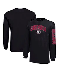 Champion Big Boys and Girls Georgia Bulldogs Distressed Arch Over Logo Long Sleeve T-Shirt