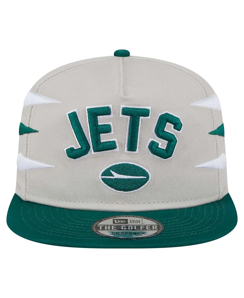 New Era Men's Stone/Green New York Jets Athletic Golfer Snapback Hat