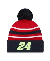 New Era Men's Navy Jeff Gordon DuPont Cuffed with Pom Knit Hat