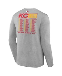 Fanatics Men's Heather Gray Kansas City Chiefs Super Bowl Lix Big Tall Roster Long Sleeve T-Shirt
