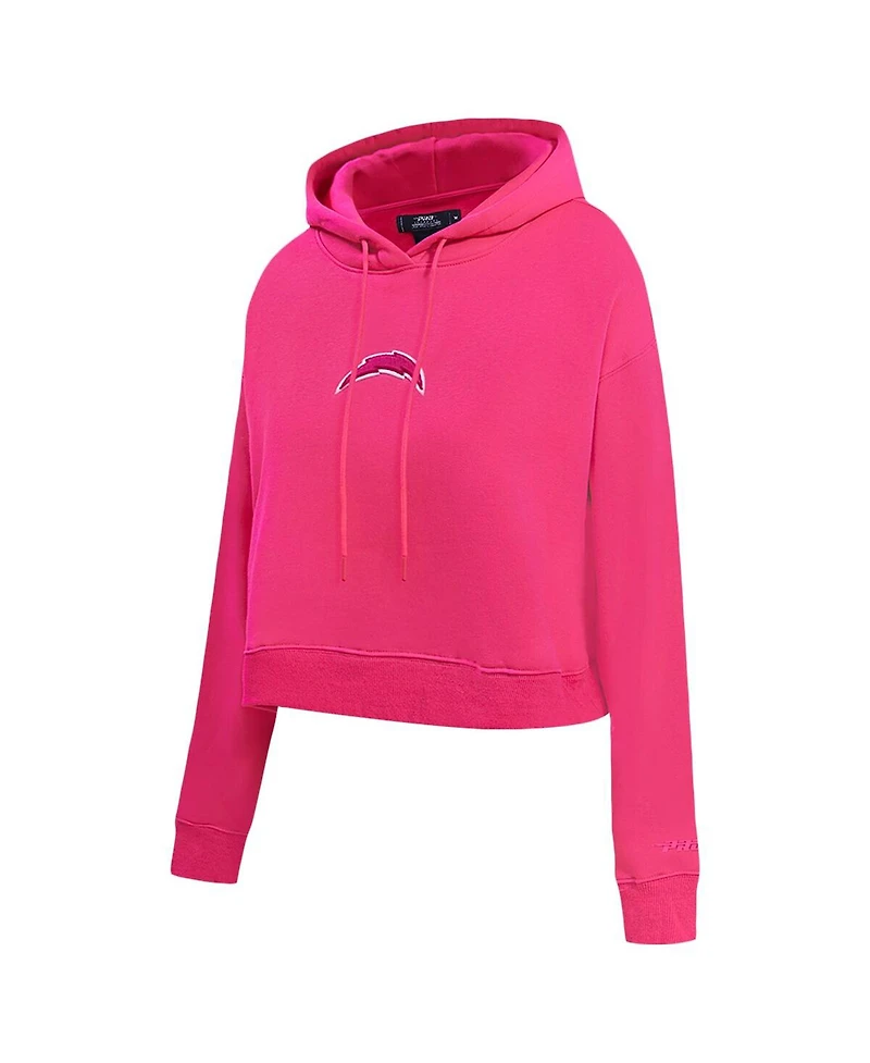 Pro Standard Women's Pink Los Angeles Chargers Triple Pink Cropped Fleece Pullover Hoodie