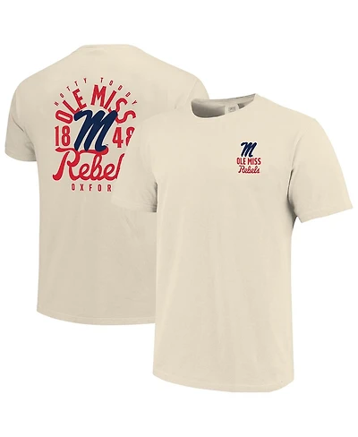 Image One Men's Cream Ole Miss Rebels Comfort Colors Mascot Overlay T-Shirt