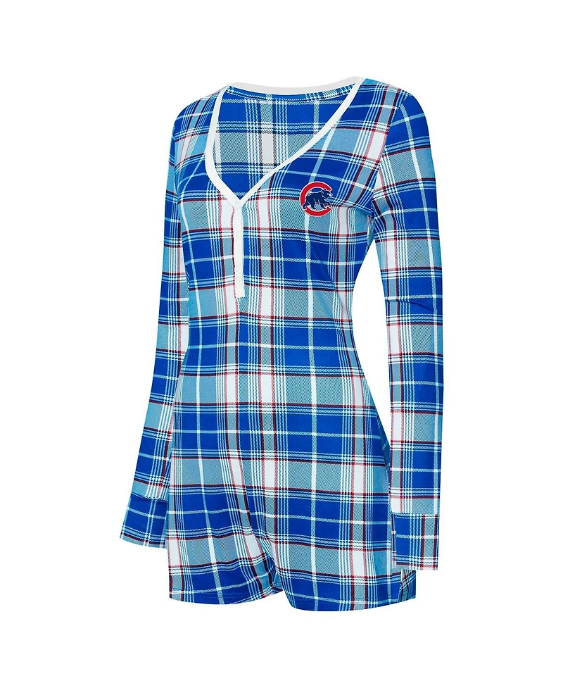 Concepts Sport Women's Royal/Red Philadelphia Phillies Ashford Plaid V-Neck Knit Romper