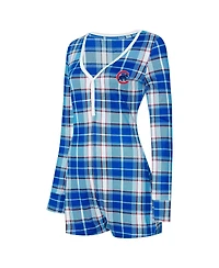 Concepts Sport Women's Royal/Red Philadelphia Phillies Ashford Plaid V-Neck Knit Romper