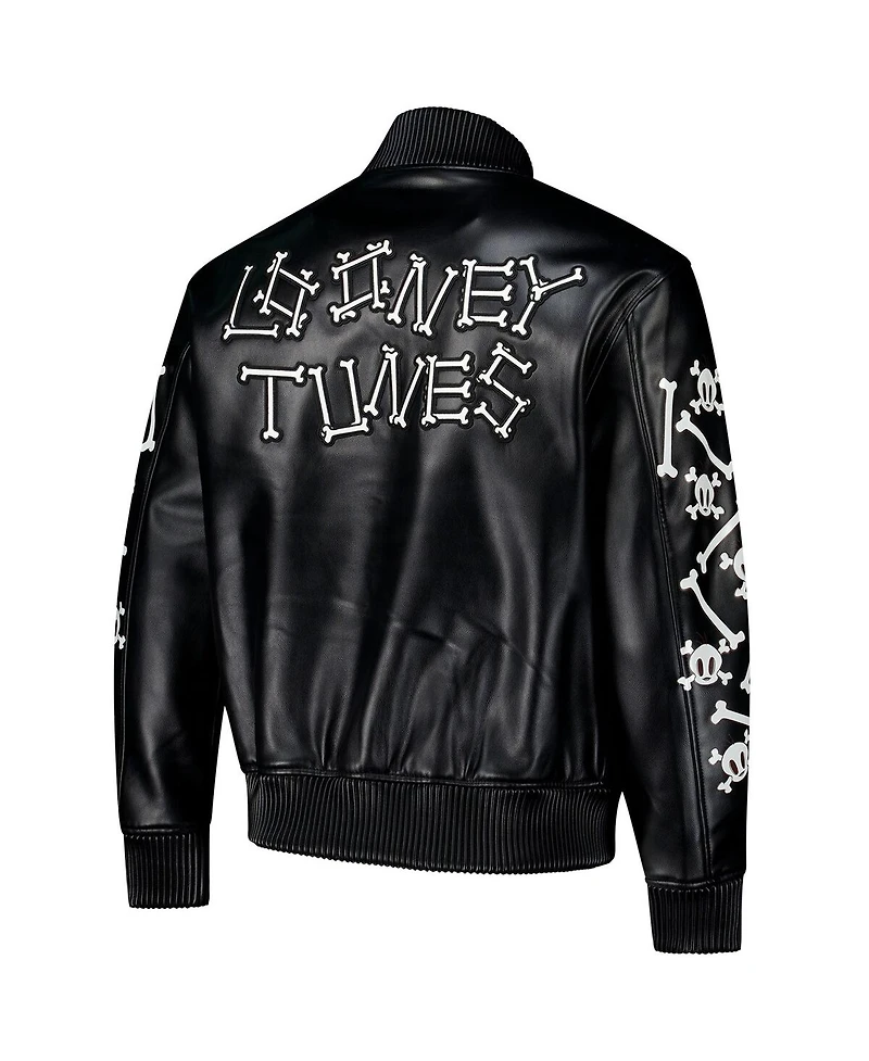 Freeze Max Men's Black Looney Tunes Tweety Bones Full-Zip Varsity Jacket