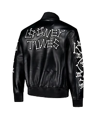 Freeze Max Men's Black Looney Tunes Tweety Bones Full-Zip Varsity Jacket