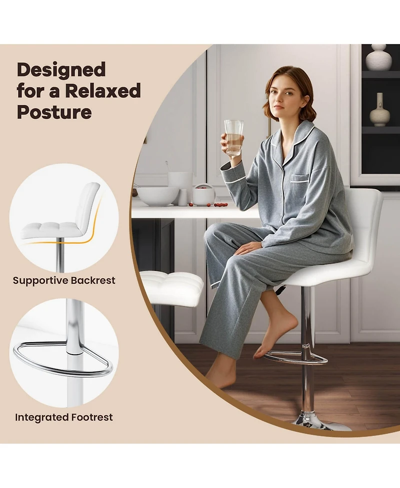 Modern Swivel Bar Stools Set of with Heavy-duty Metal Base & Footrest Back