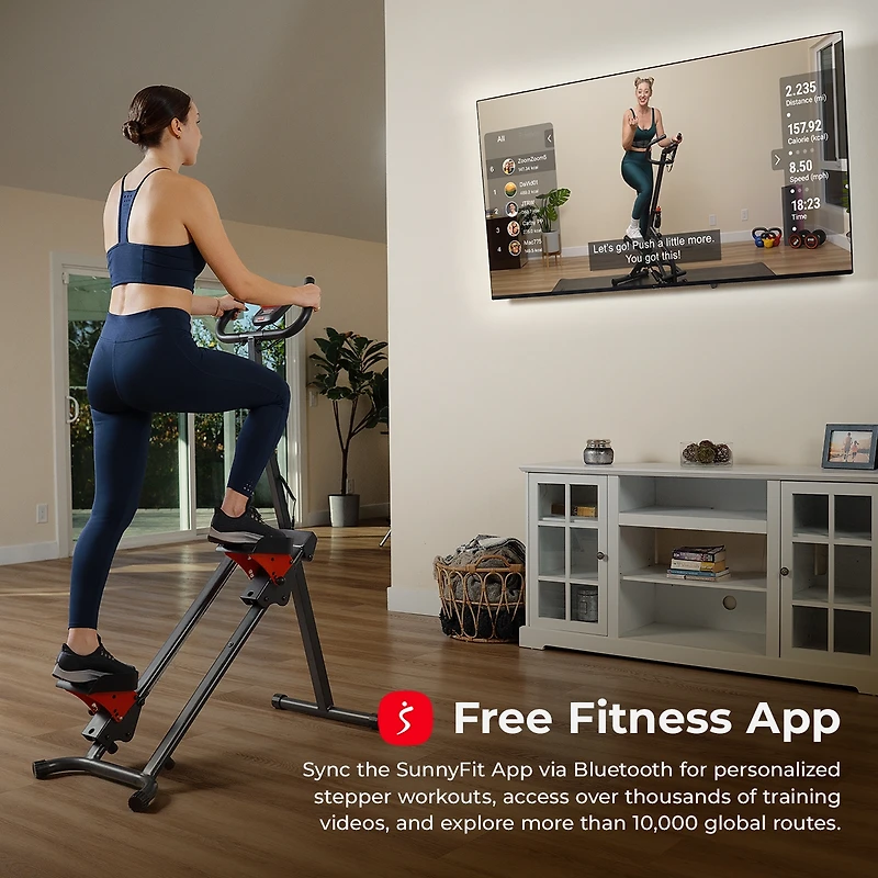 Sunny Health & Fitness Smart Foldable Stair Stepper, Vertical Climber Cardio Exercise Machine with Free SunnyFit App via Bluetooth