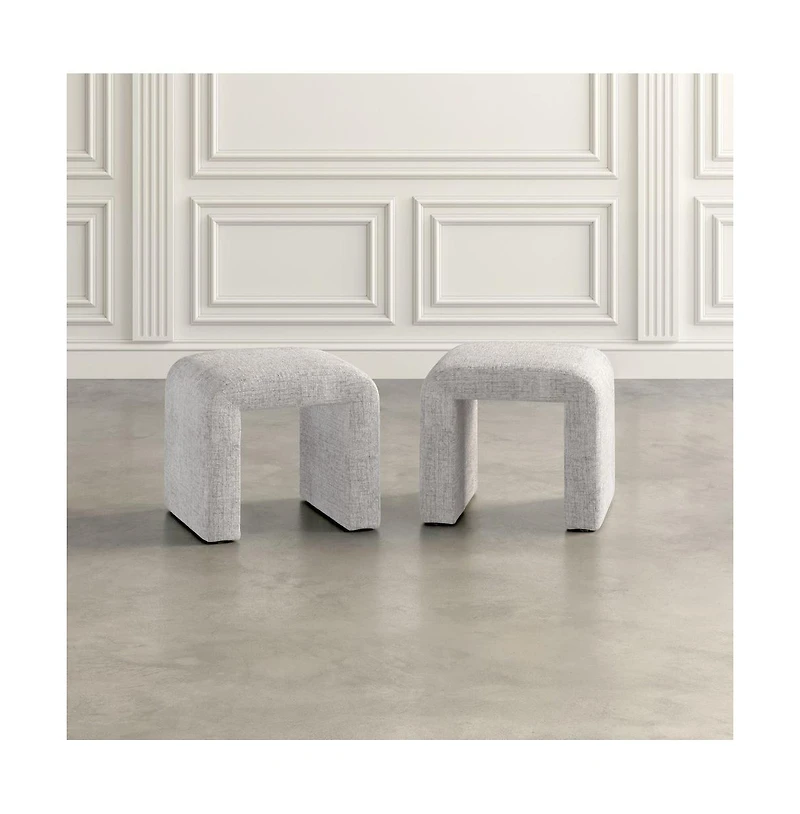 Luxury Curved Upholstered Waterfall Jacquard Petite Ottoman Bench