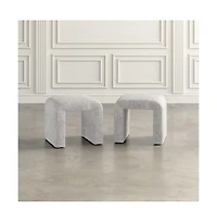 Luxury Curved Upholstered Waterfall Jacquard Petite Ottoman Bench