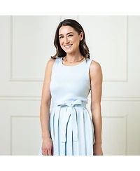 Hope & Henry Women's Organic Sleeveless Pleated Sweater Knit Midi Dress