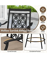 Outdoor 360°Swivel Bar Stools Set of with Seat Cushions High Back & Armrests